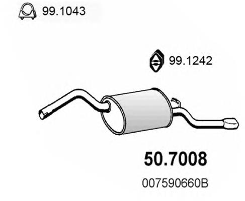 Silenciador, parte traseira 507008 Asso