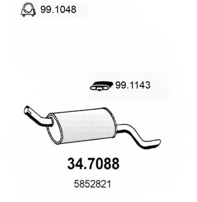Silenciador, parte traseira 347088 Asso