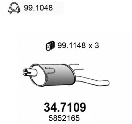 Silenciador, parte traseira 347109 Asso