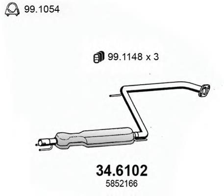 34.6102 Asso silenciador, parte central