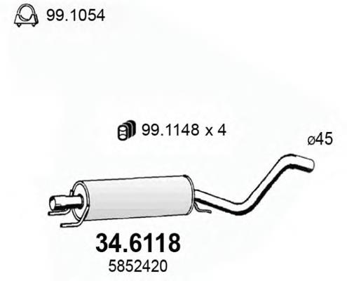 Глушитель, центральная часть 346118 Asso