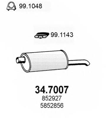 34.7007 Asso silenciador, parte traseira