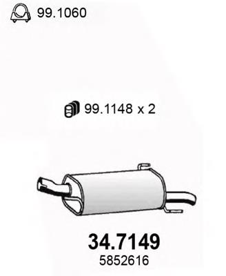 Silenciador, parte traseira 347149 Asso