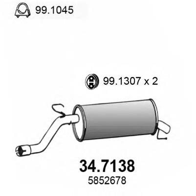 Silenciador, parte traseira 13263393 Peugeot/Citroen