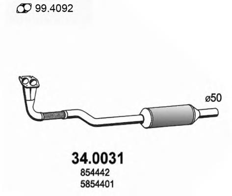 34.0031 Asso tubo de admissão dianteiro (calças do silenciador)