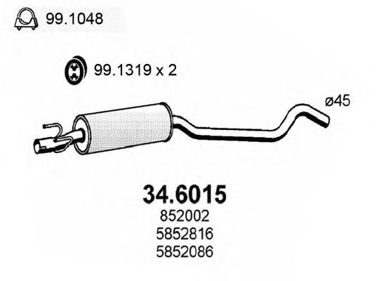 Центральная часть глушителя 95521296 Opel