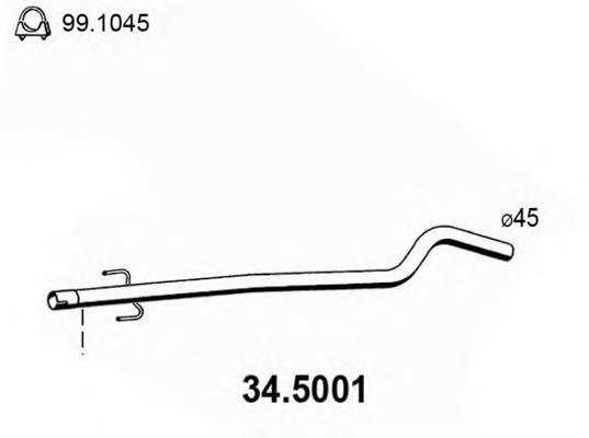 Silenciador, parte central 345001 Asso