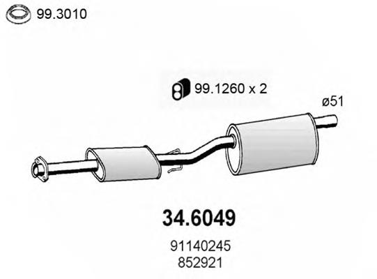 Silenciador, parte central para Opel Frontera (5MWL4)