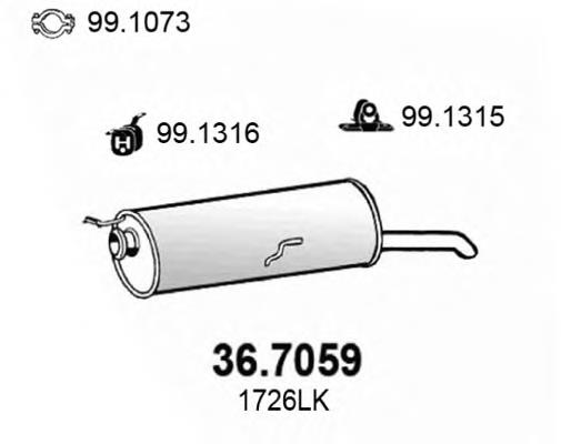 36.7059 Asso silenciador, parte traseira