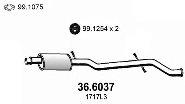 Silenciador, parte central 366037 Asso