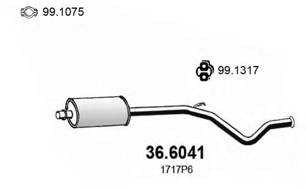 Silenciador, parte central 366041 Asso