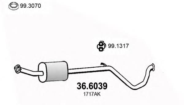 Глушитель, центральная часть 366039 Asso