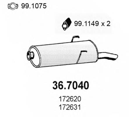 36.7040 Asso silenciador, parte traseira