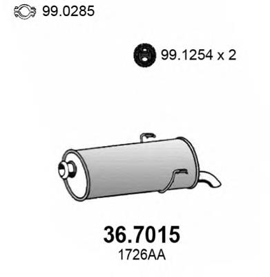 Silenciador, parte traseira 367015 Asso