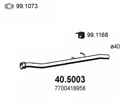 Silenciador, parte central 405003 Asso