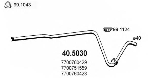 Silenciador, parte central 405030 Asso