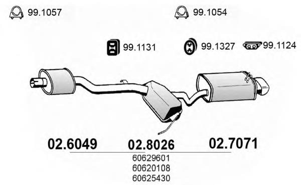 Silenciador, parte traseira 028026 Asso