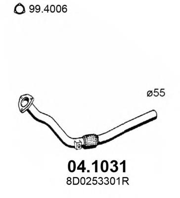 04.1031 Asso tubo de escape, desde o catalisador até o silenciador