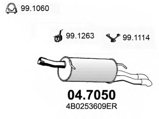 Silenciador, parte traseira 047050 Asso