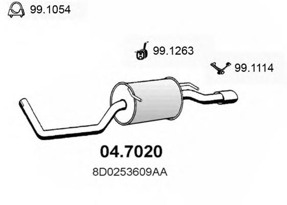 Silenciador, parte traseira 047020 Asso