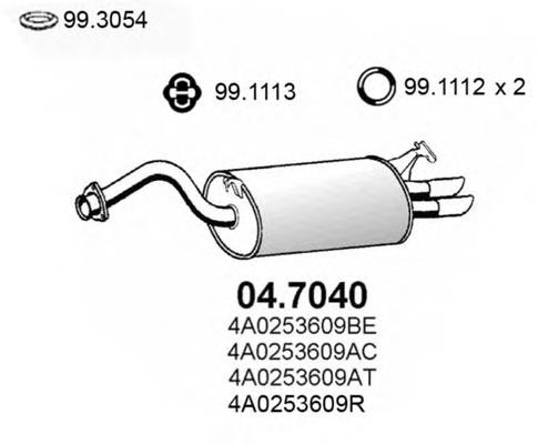 Silenciador, parte traseira 047040 Asso