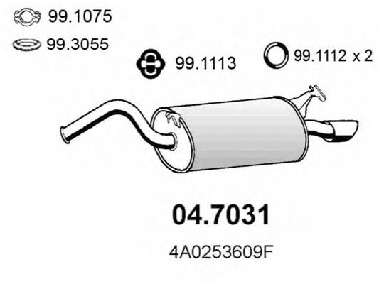 Silenciador, parte traseira 047031 Asso