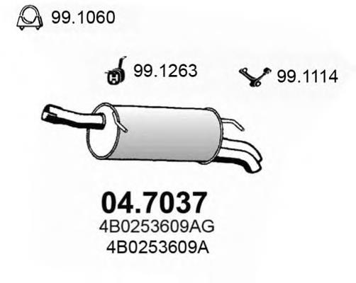 04.7037 Asso silenciador, parte traseira