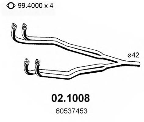 60537453 Fiat/Alfa/Lancia tubo de admissão dianteiro (calças do silenciador)