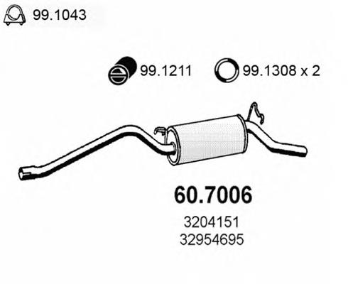 60.7006 Asso silenciador, parte traseira