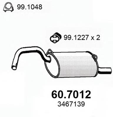 60.7012 Asso silenciador, parte traseira