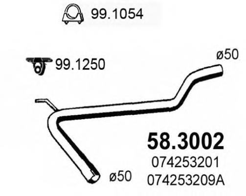 583002 Asso silenciador, parte dianteira