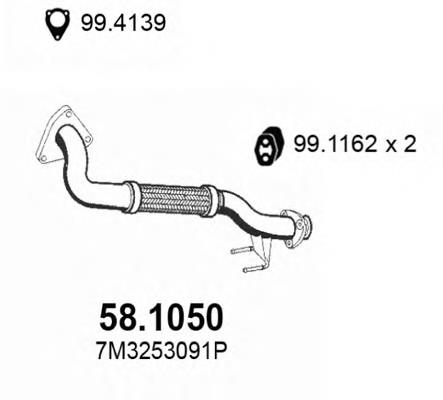 58.1050 Asso tubo de admissão dianteiro (calças do silenciador)