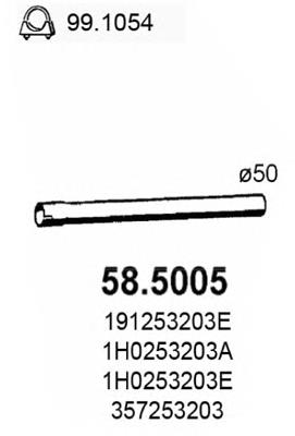 Tubo de escape, desde o catalisador até o silenciador 585005 Asso