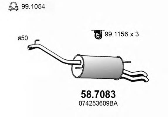 58.7083 Asso silenciador, parte traseira