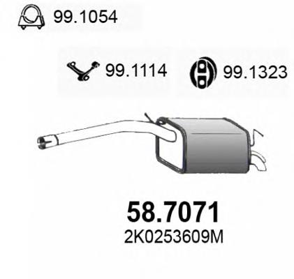 58.7071 Asso silenciador, parte traseira