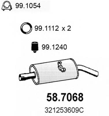 Silenciador, parte traseira 587068 Asso