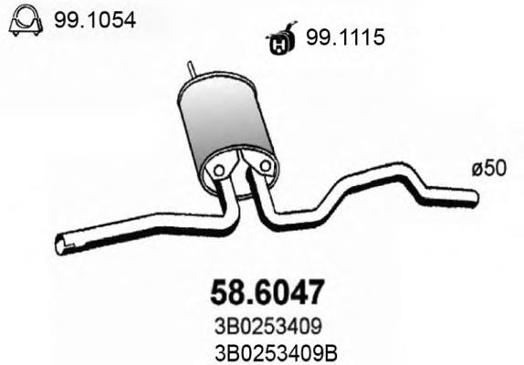 Silenciador, parte central 586047 Asso