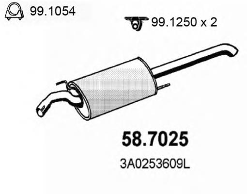 Silenciador, parte traseira 587025 Asso