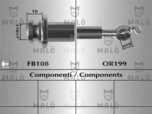 T56164 Brembo mangueira do freio traseira esquerda