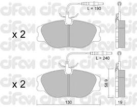 8220723 Cifam sapatas do freio dianteiras de disco