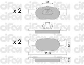 Передние тормозные колодки 8220791 Cifam