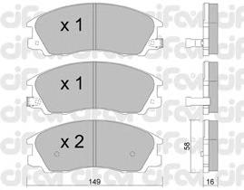 Передние тормозные колодки 8225060 Cifam