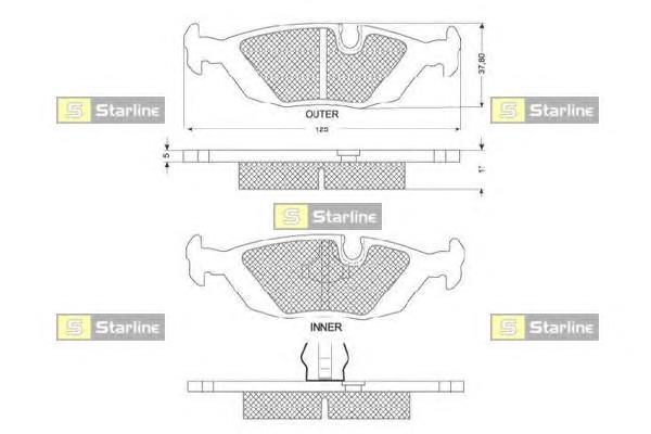 BDS079 Starline колодки тормозные задние дисковые