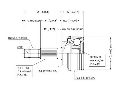 Junta homocinética externa dianteira 4341010071 Toyota