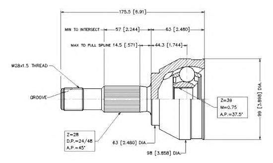 Junta homocinética externa dianteira CVJ546310 Open Parts