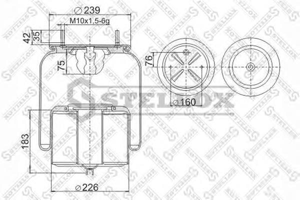 9067601SX Stellox coxim pneumático (suspensão de lâminas pneumática do eixo dianteiro)