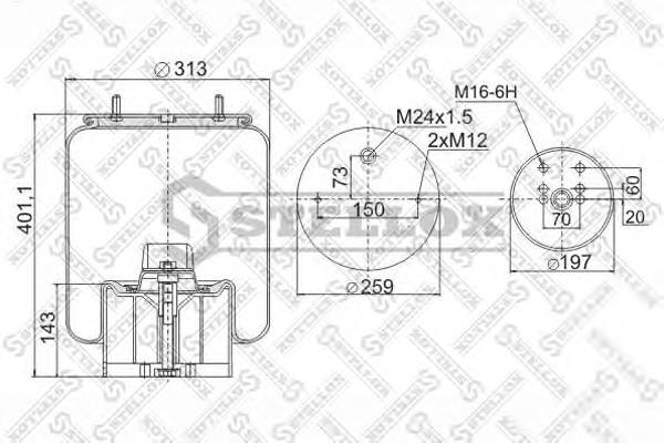 9049612SX Stellox coxim pneumático (suspensão de lâminas pneumática do eixo)