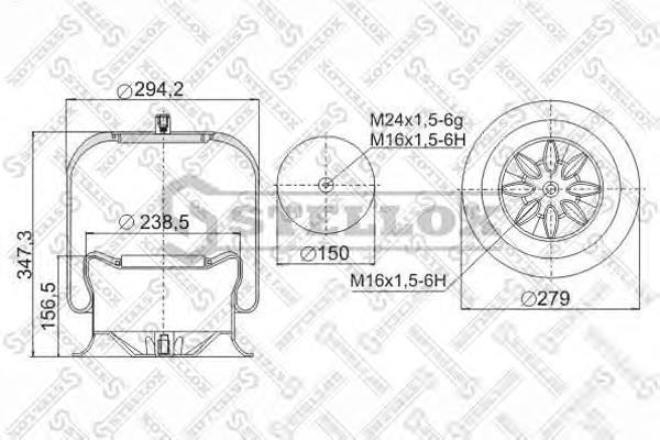 9047573SX Stellox coxim pneumático (suspensão de lâminas pneumática do eixo dianteiro)