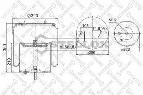 9049131SX Stellox coxim pneumático (suspensão de lâminas pneumática do eixo traseiro)