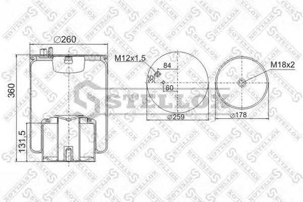 9048841SX Stellox coxim pneumático (suspensão de lâminas pneumática do eixo)